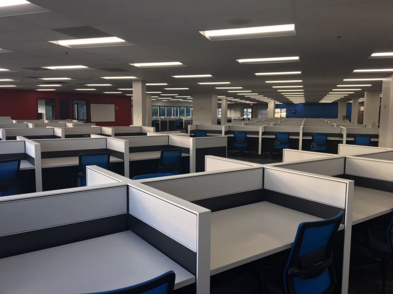 updated office space with cubicles at American Customer Care Dubuque